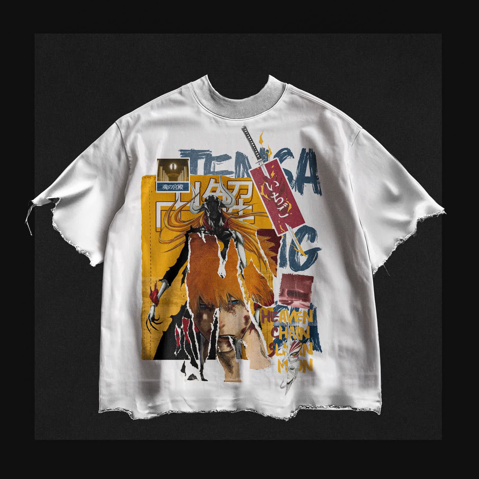 Tensa Zangetsu Fragment Tee (White Distressed)